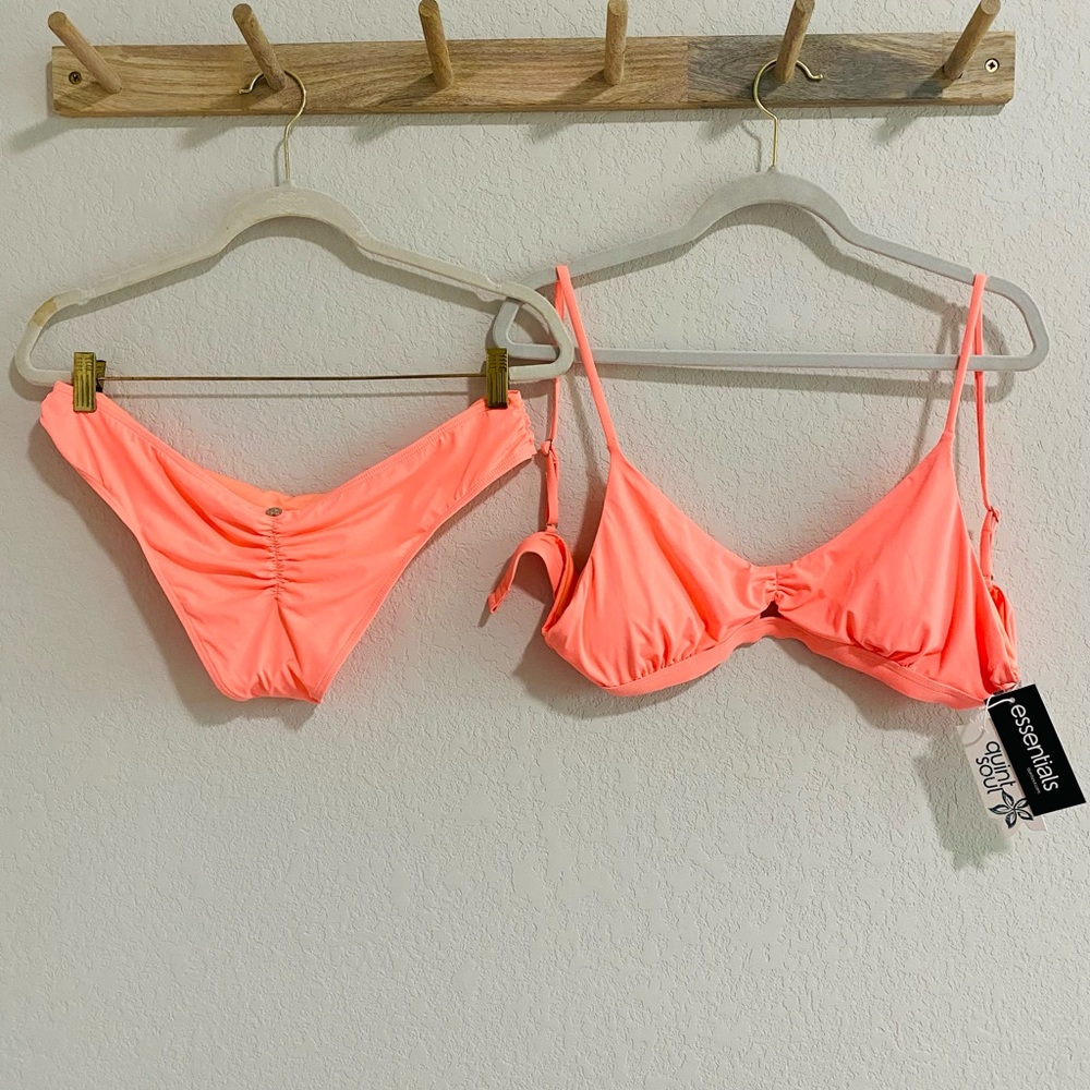 NWT QuintSoul Vibrant Bright Coral Bikini Set